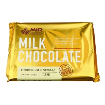 Шоколад молочный Mir chocolate 28%, плитка 1,2 кг