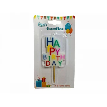Свечка Happy Birthday разноцветная