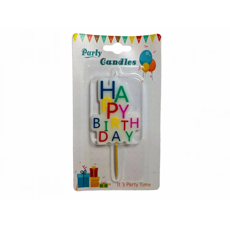 Свечка Happy Birthday разноцветная