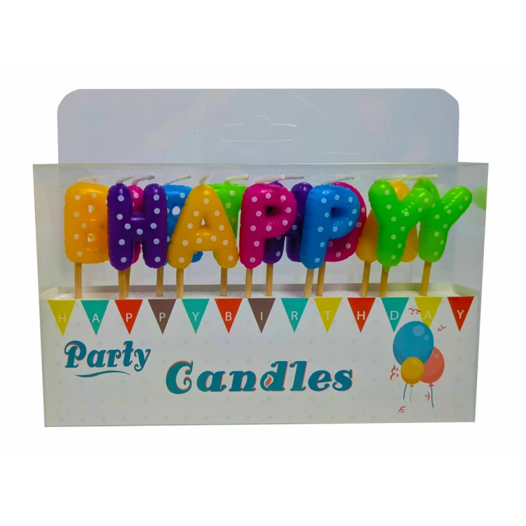 Свечка Happy Birthday радуга