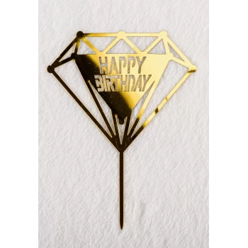 Дзеркальний топпер Happy Birthday діамант золото
