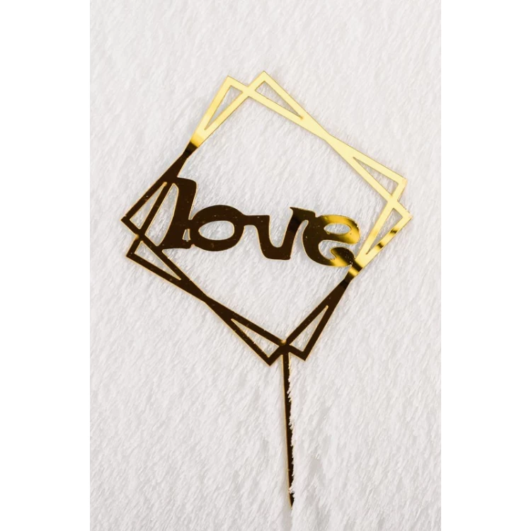 Зеркальный топпер квадратный Love золото