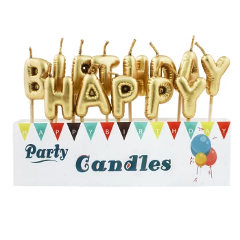 Набор металлизированных свечей Золото Happy Birthday