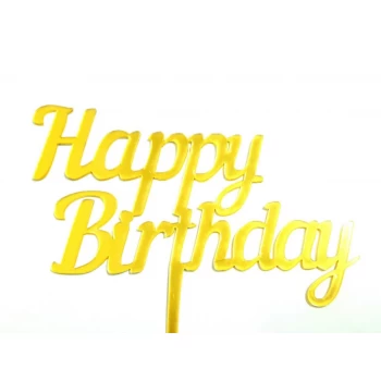 Дзеркальний топпер Happy Birthday простий золото