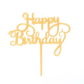 Топпер пластиковий Happy Birthday темне золото
