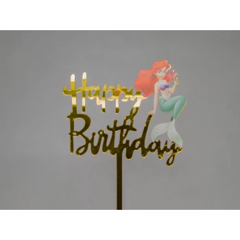 Зеркальный топпер Happy Birthday Русалочка