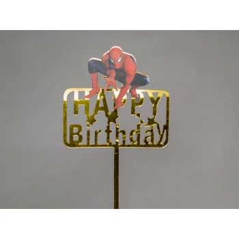 Зеркальный топпер Happy Birthday Человек Паук
