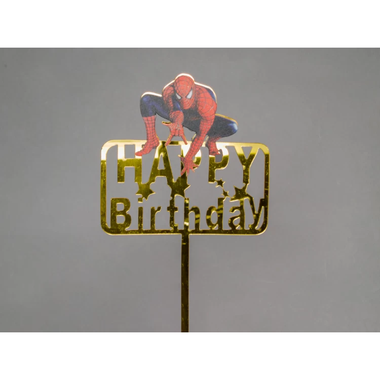 Зеркальный топпер Happy Birthday Человек Паук