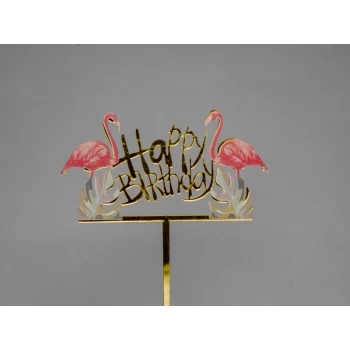 Дзеркальний топпер Happy Birthday Фламінго