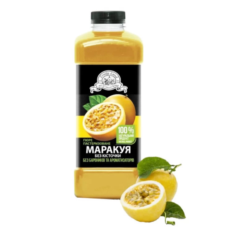 Пюре пастеризованное Маракуйя без косточки 10% сахара Fruity Land 1 кг