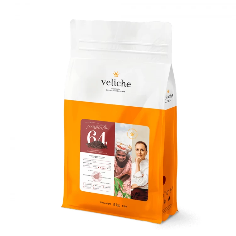 Бельгийский шоколад Veliche Gourmet Черный Dark Temptation 64% 10 кг