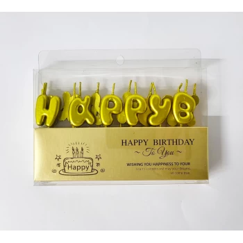 Набір свічок Happy Birthday золото №2