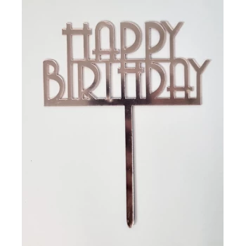 Дзеркальний Топпер рожеве золото "Happy Birthday" 1 шт.