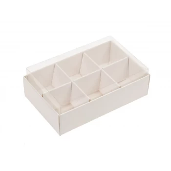 Коробка на 6 конфет с прозрачной крышкой Белая 95*60*30 (3шт)