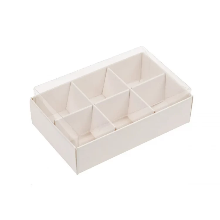 Коробка на 6 конфет с прозрачной крышкой Белая 95*60*30 (3шт)