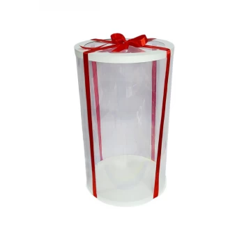 Коробка тубус 300х500 белая с прозрачной крышкой (+  лента 4 м)