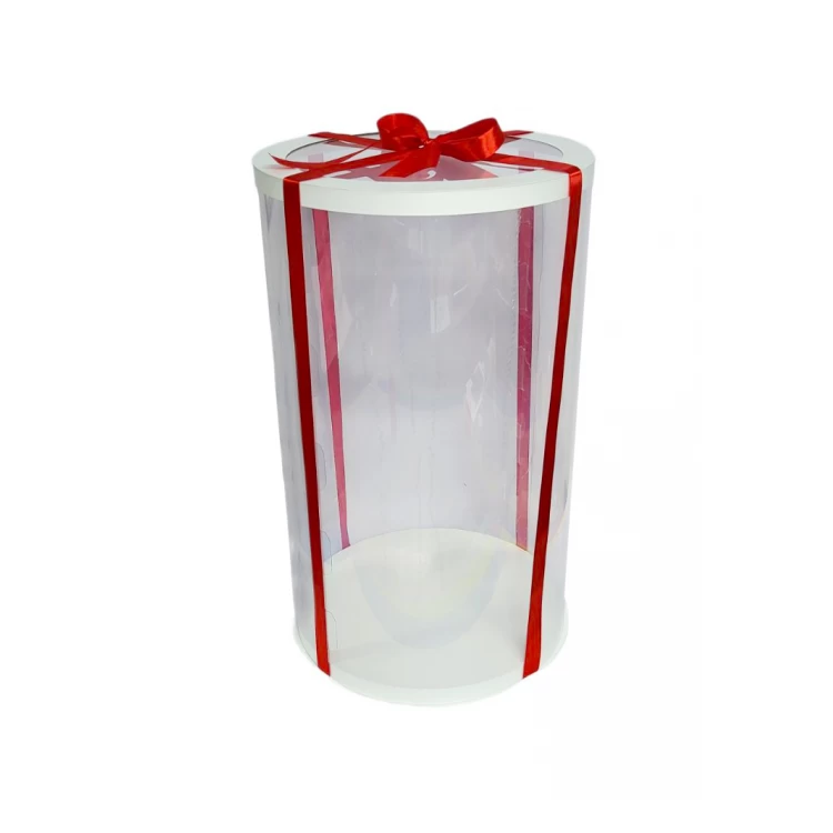 Коробка тубус 300х500 белая с прозрачной крышкой (+  лента 4 м)