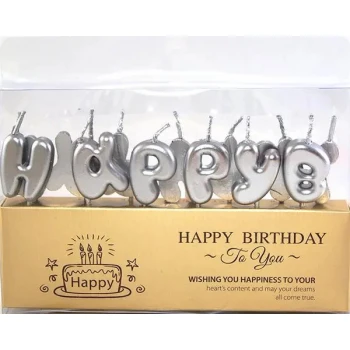 Набір свічок для торта BUBBLES букви Happy Birthday Срібло