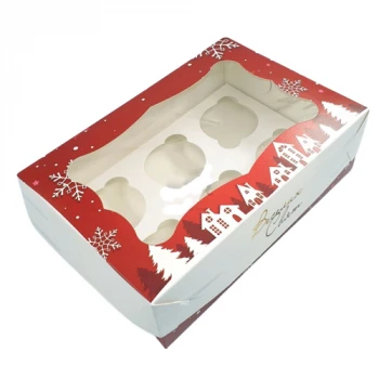 Коробка кондитерская для 6-ти кексов 250х170х80 новогодняя  (3 шт.)