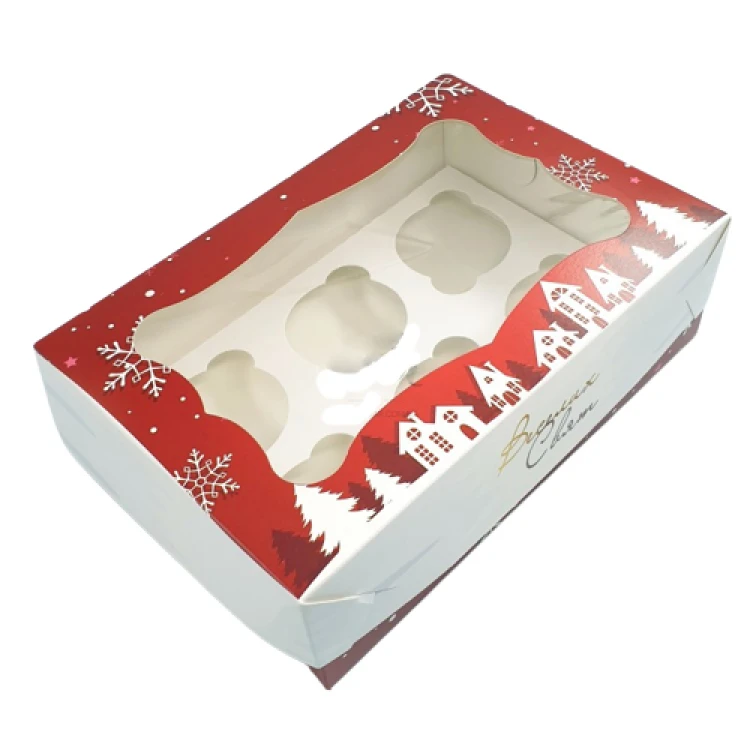 Коробка кондитерская для 6-ти кексов 250х170х80 новогодняя  (3 шт.)