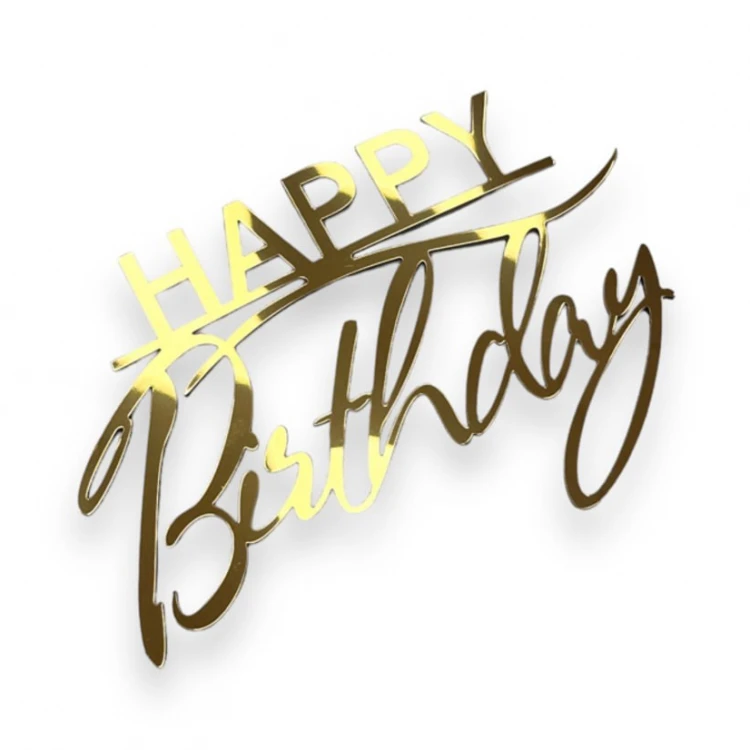 Зеркальный топпер Happy Birthday большой