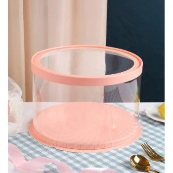 Коробка-тубус 27×17см з прозорою кришкою рожева