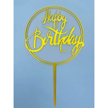 Зеркальный топпер "Happy Birthday"  золото