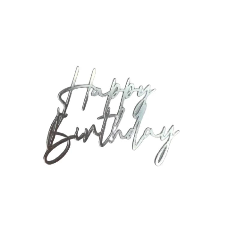 Топпер Happy Birthday БОКОВОЙ серебро