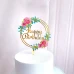 Зеркальный топпер золото "Happy Birthday" Розовые Розы 1 шт. - фото 2