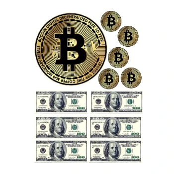 Вафельная картинка Биткойн и Деньги