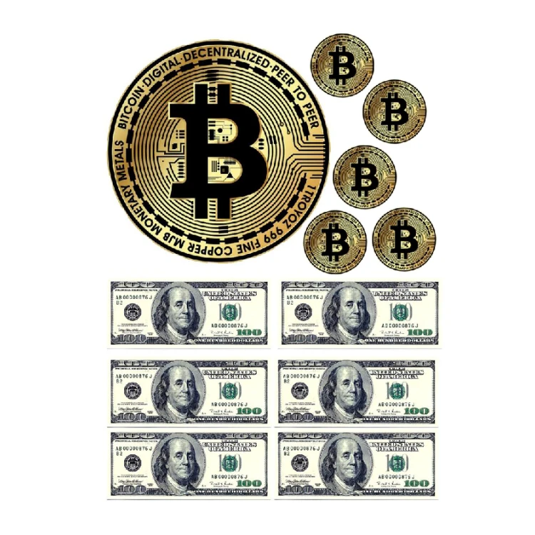 Вафельная картинка Биткойн и Деньги