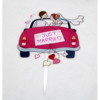 Пластиковый топпер Just Married на ножке