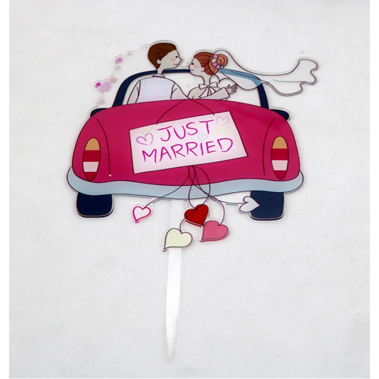 Пластиковый топпер Just Married на ножке
