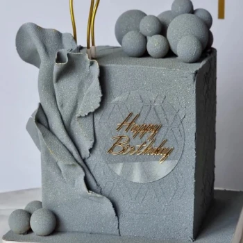 Дзеркальний топер Happy Birthday прозоре коло