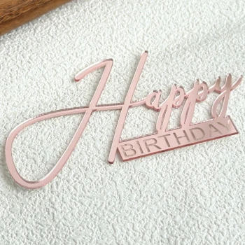 Зеркальный топпер Happy Birthday розовый №2