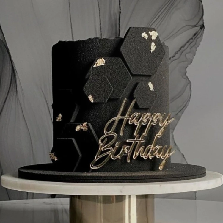 Дзеркальний топер Happy Birthday Бічний золото №3