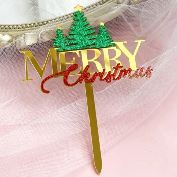 Дзеркальний топер Merry Christmas ЗОЛОТО ялинки