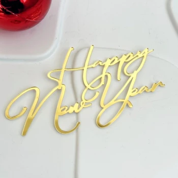 Зеркальный топпер Happy New Year золото