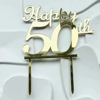 Дзеркальний топер ЗОЛОТО Happy 50