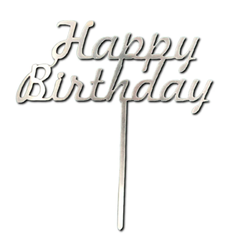 Зеркальный топпер на ножке Happy Birthday золото №2 (Slado)