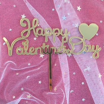 Зеркальный топпер  Happy Valentine's Day на ножке с сердцем