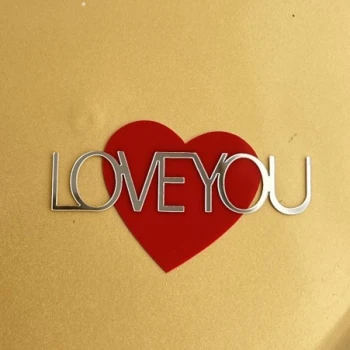 Зеркальный топпер Красное сердце и надпись LOVE YOU