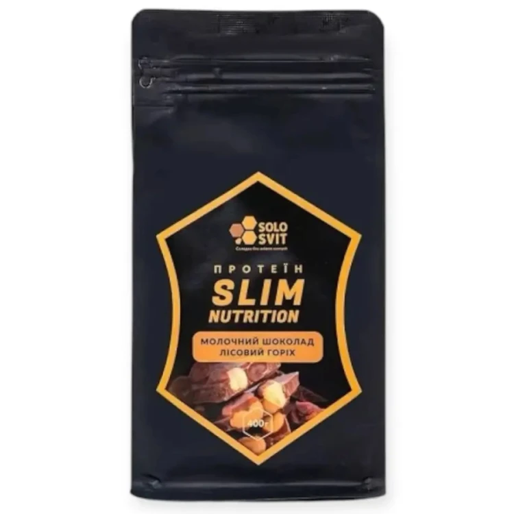 Протеин Slim Nutrition для похудения без сахара ТМ "SOLOSVIT" 400 г, вкус Молочный шоколад-лесной орех