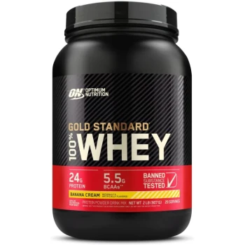 Сироватковий ізолят, Optimum Nutrition, 100% Whey Gold Standard - 909 г - Банан