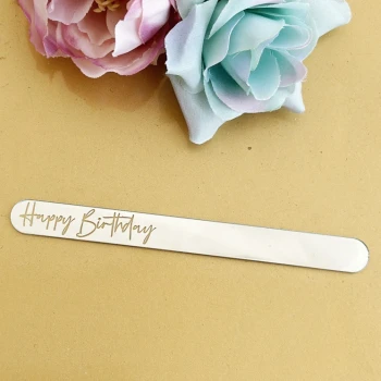 Дзеркальні палички для ескімо Happy Birthday СРІБЛО (10 шт)