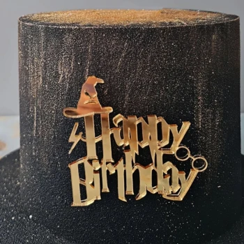 Зеркальный топпер золото Happy Birthday (Гарри Поттер) №2