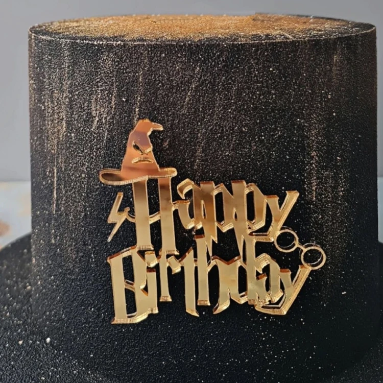 Зеркальный топпер золото Happy Birthday (Гарри Поттер) №2