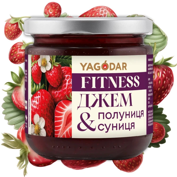 Джем без сахара YAGODAR, Клубника-земляника, 210г
