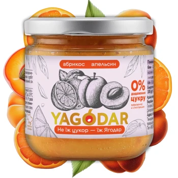 Джем без сахара YAGODAR, Абрикос-Апельсин, 210г