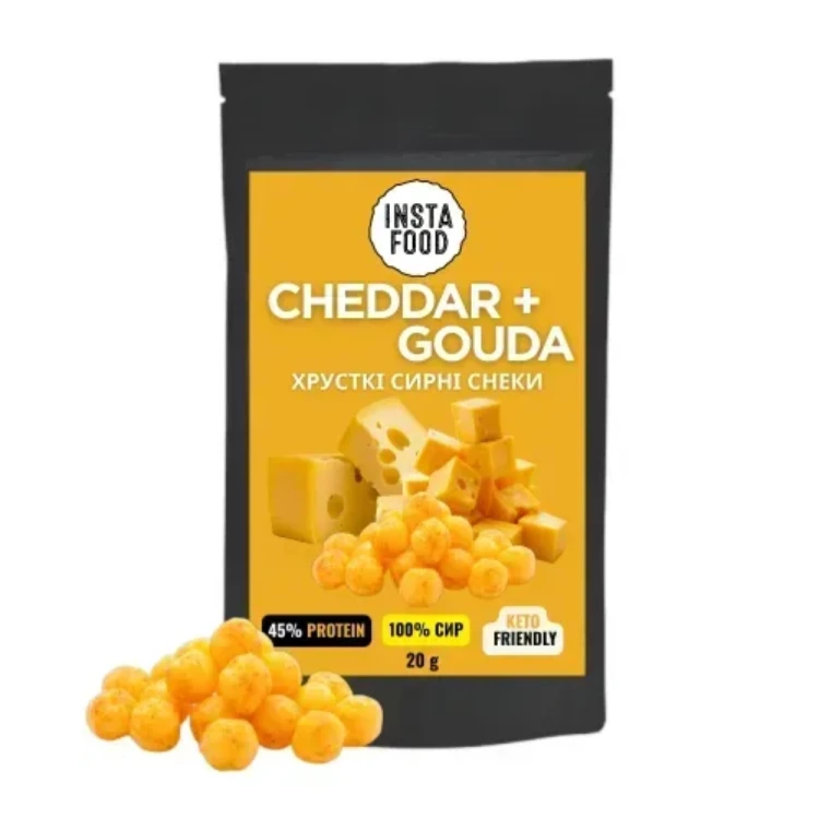 Хрустящие сырные снеки Cheddar + Gouda Insta food 20 г